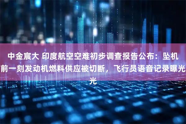 中金宸大 印度航空空难初步调查报告公布：坠机前一刻发动机燃料供应被切断，飞行员语音记录曝光